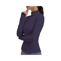 Jaqueta Esportiva Feminina Slim-Fit De Manga Longa Com Zíper, Bolsos E Abertura Para Dedos, Ideal