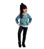 Jaqueta Estampada Animal Print Azul For Girl Tam.4