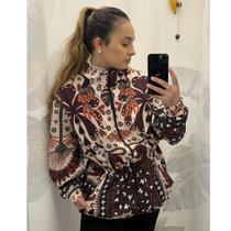 Jaqueta Estampada Corta Vento Parka Forrada P ao G - Marrom Fauna e Flora Jaqueta Estampada Corta Vento Parka Forrada P ao G - Marrom Fauna e Flora
