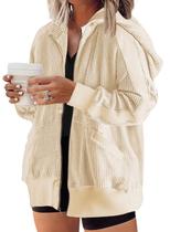 Jaqueta Eytino Plus Size para mulheres de manga comprida com zíper bege 5X