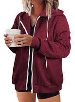 Jaqueta Eytino Plus Size Shacket para mulheres com zíper vermelha 5X