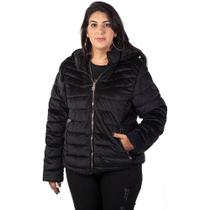 Jaqueta Facinelli Puffer Plus Size Aveludada Feminina 628036 Preto