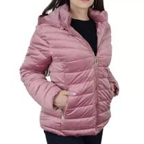 Jaqueta Facinelli Puffer Plus Size Aveludada Feminina 628036 Rosa