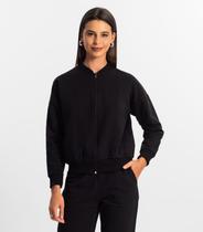 Jaqueta Feminina Básica de Moletom Rovitex Preto