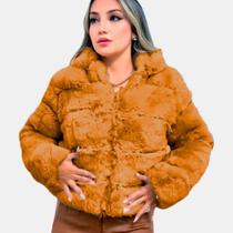 Jaqueta Feminina Bobojaco De Pelucia Puffer Com Capuz