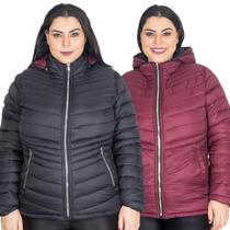 Jaqueta Feminina Bobojaco Nylon Dupla Face Plus Size Capuz