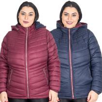 Jaqueta Feminina Bobojaco Nylon Dupla Face Plus Size Capuz