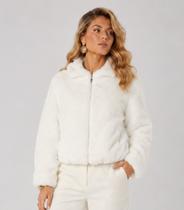 Jaqueta Feminina Bomber Peluciada Forrada Aishty Branco Jaqueta Feminina Bomber Peluciada Forrada Aishty Branco