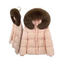 Jaqueta Feminina Com Capuz De Pele De Raposa Real E Enchimento De Penas De Pato, Casaco Puffer