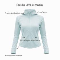 Jaqueta Feminina com Capuz e Punho com Dedeira, fitness, academia, treino, modelagem slim fit, leve e macio