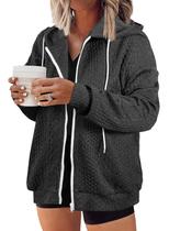 Jaqueta feminina com capuz Eytino plus size com zíper e cordão 3X