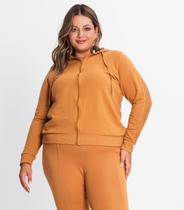 Jaqueta Feminina Com Capuz Plus Size Secret Glam Marrom