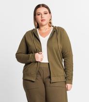 Jaqueta Feminina Com Capuz Plus Size Secret Glam Verde