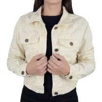 Jaqueta Feminina Consciência Jeans Cropped Bege 09902