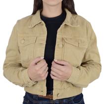 Jaqueta Feminina Consciência Jeans Cropped Caqui 23786