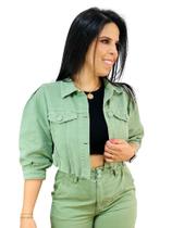 Jaqueta Feminina Cropped Botão Encapado 103755 Jaqueta Feminina Cropped Botão Encapado 103755