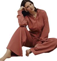 Jaqueta feminina cropped com capuz em moletom lunender 00445