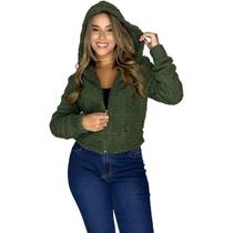 Jaqueta Feminina Cropped de Frio com Capuz Moda Inverno - Aristem