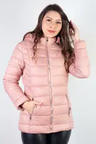 Jaqueta feminina curta de nylon forrada 80239 Jaqueta feminina curta de nylon forrada 80239