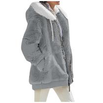 Jaqueta Feminina De Cashmere Com Capuz, Moda Casual De Outono E Inverno, Casaco Com Zíper Em Cor