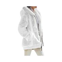 Jaqueta Feminina De Cashmere Com Capuz, Moda Casual De Outono E Inverno, Casaco Com Zíper Em Cor