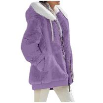 Jaqueta Feminina De Cashmere Com Capuz, Moda Casual De Outono E Inverno, Casaco Com Zíper Em Cor