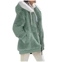 Jaqueta Feminina De Cashmere Com Capuz, Moda Casual De Outono E Inverno, Casaco Com Zíper Em Cor