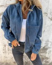 Jaqueta Feminina De Corduroy Com Capuz Em Cor Sólida, Moda 2024, Estilo Simples E Casual, Vendas Jaqueta Feminina De Corduroy Com Capuz Em Cor Sólida, Moda 2024, Estilo Simples E Casual, Vendas