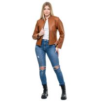 Jaqueta Feminina De Couro 100% Bovino Premium Slin Motoqueiro