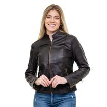 Jaqueta Feminina De Couro 100% Bovino Premium Slin Motoqueiro