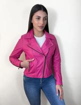 Jaqueta Feminina de Couro Legitimo de Boi Super Luxo Festa Cor Pink