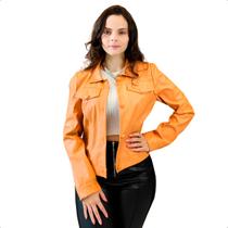 Jaqueta Feminina de Couro Lizzy Slim Casaco Blusa Jaquetinha Jaqueta Feminina de Couro Lizzy Slim Casaco Blusa Jaquetinha