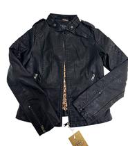 Jaqueta Feminina De material sintético Com Zíper Slim Preto Jaqueta Feminina De material sintético Com Zíper Slim Preto