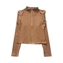 Jaqueta Feminina De Treino De Secagem Rápida Com Elastano, Manga Longa, Zíper Frontal, Para Yoga E