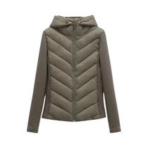 Jaqueta Feminina Elegante De Algodão Com Capuz E Patchwork, Manga Longa, Gola Alta, Casaco Esportivo
