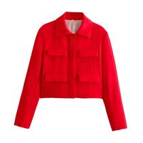 Jaqueta Feminina Elegante - Manga Longa, Recorte Fino e Bolso Frontal