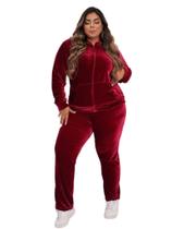 Jaqueta Feminina Em Plush Plus Size, Capuz, Bolsos E Zipper