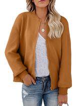 Jaqueta feminina EVALESS Cropped Bomber Lightweight Camel M Jaqueta feminina EVALESS Cropped Bomber Lightweight Camel M