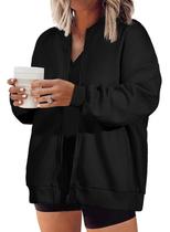 Jaqueta feminina Eytino plus size, manga comprida, leve, preta