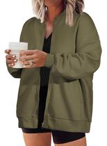 Jaqueta feminina Eytino, tamanho grande, casual, leve, verde, 5X