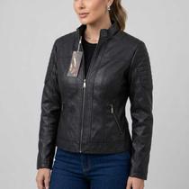 Jaqueta Feminina Facinelli material sintético Elegante com Zíper Inverno 640482