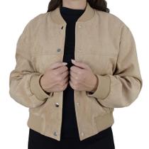 Jaqueta Feminina Facinelli Suede Casual Bege Kaqui - 640480