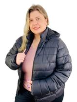 Jaqueta Feminina Forrada Puffer Com Touca Removível Plus Size 628026