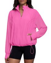 Jaqueta feminina Gacaky leve com zíper completo, corta-vento, rosa, XL Jaqueta feminina Gacaky leve com zíper completo, corta-vento, rosa, XL