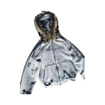 Jaqueta Feminina Gótica Punk Com Capuz De Pele Sintética, Moda Inverno, Streetwear, Tendência, Jaqueta Feminina Gótica Punk Com Capuz De Pele Sintética, Moda Inverno, Streetwear, Tendência,