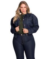 Jaqueta Feminina Jeans Plus Midi Over Com Elástico Razon Jeans