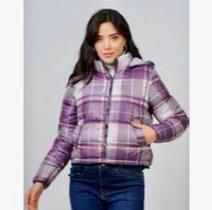 Jaqueta feminina kLa forrada dupla face casaco c/capuz removivel