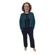 Jaqueta Feminina linho com Bolsos e Botões Funcionais