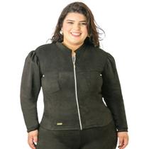 Jaqueta Feminina Maga Bufante Casaco Frio Bolso Quentinha Jaqueta Feminina Maga Bufante Casaco Frio Bolso Quentinha