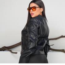 Jaqueta Feminina material ecológico Moda Inverno Plus Size